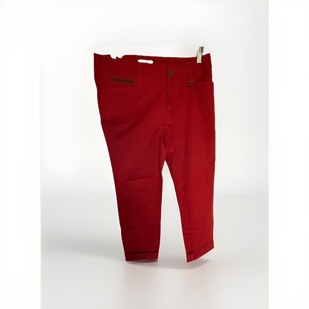NWT Lauren‎ Ralph Lauren Womens Cuffed Crop Pants Red 8 Minimalist Preppy Work
